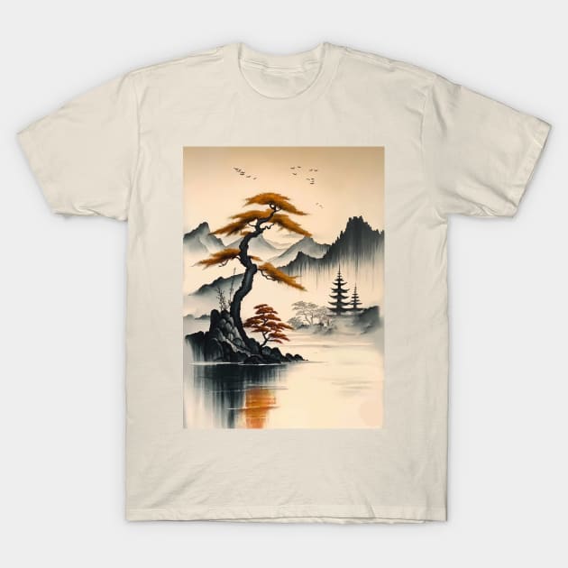 Japanese Landscape T-Shirt by MCAshe spiritual art 